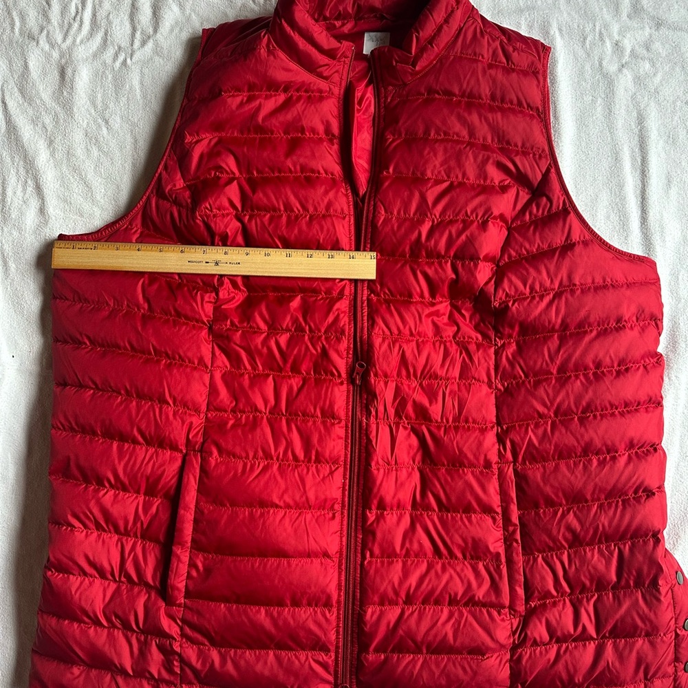J Jill Jacket Womens 4X Red Full Zip Goose Down Filled Puffer Vest Plus Size